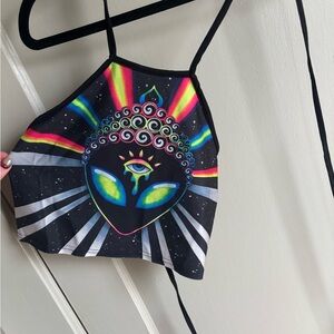 Colorful Eye Design Crop Top